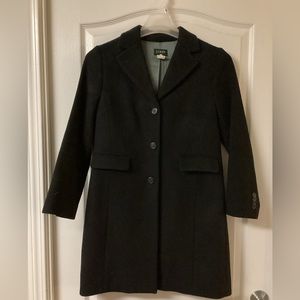 J. Crew. Black Wool and Cashmere Car Coat w/Thinsulate size Petite 4 P4